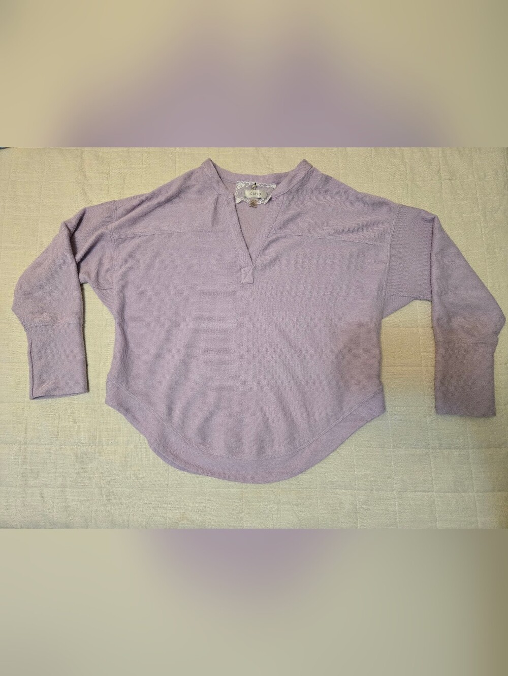 Cupio Lavender V-Neck Dolman Sleeve Knit Top large